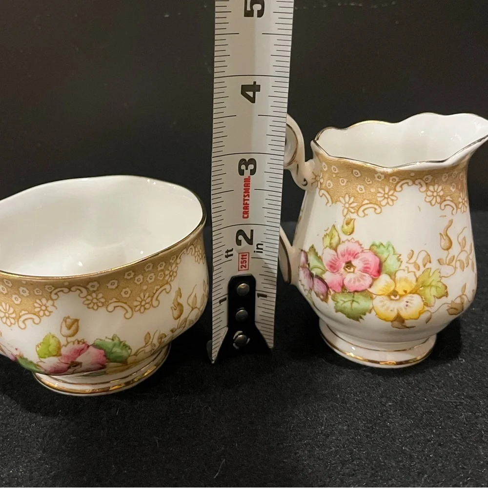 Royal Albert Bone China Open Sugar Bowl and Cream pitcher Lovelace pattern